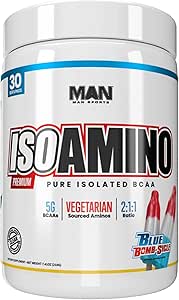 Mand Sport ISO- Amino BCAA Aminosyrepulver, Blå Bombe-Sicle, 30 Servere, 210 Bedste