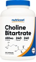 Nutricost Cholin Bitartrate 650mg, 240 Vegetarkapsler - Non-GMO, Vegetarvenlig, Gluten Free
