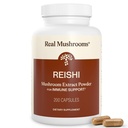 Real Mushrooms Reishi Mushroom Capsules - Håndplukket Organic Mushroom Ekstrakter - Rød Reishi for Tranquil Daglig Wellness med verificerede Beta glucans Vegan, Non- GMO, No Grain Fillers, 200 ct