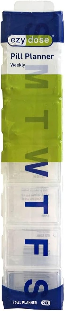 EZY DOSE Weekly (7-Day) Pill Organizer, Vitamin Case og Medicine Box, Clear Lids, 2X- Large