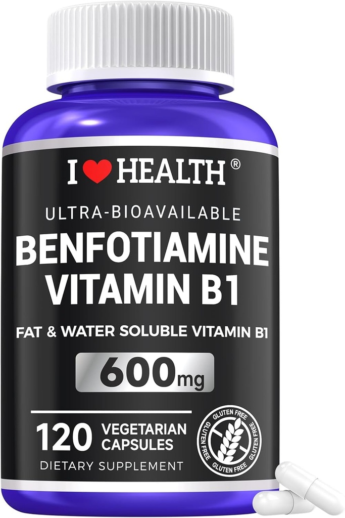 Benfotiamin 600mg Plus 20mg vitamin B1 ≤ 124; 120 Veggie kapsler ≤ 124; Fremstillet i USA ≤ 124; 3. part testet med 124; Fat Opløselig Essential Vitamin B1 Thiamin supplement = 124; Non- GMO ≤ 124; Gluten Free- Vegetar Friendly