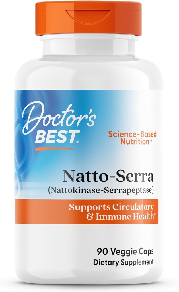 Læger Bedste Nato-Serra, Understøtter Circulatory & immunforsvar, Non- GMO, Vegan 90 Veggie Caps