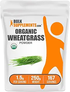 BulkSupplements.com Organic Wheatgrass Powder - Organic Super Green Powder, Superfoods Supplement - Vegan & Gluten Free, 1,5 g per Serving, 250g (8.8 oz) (Pack of 1)