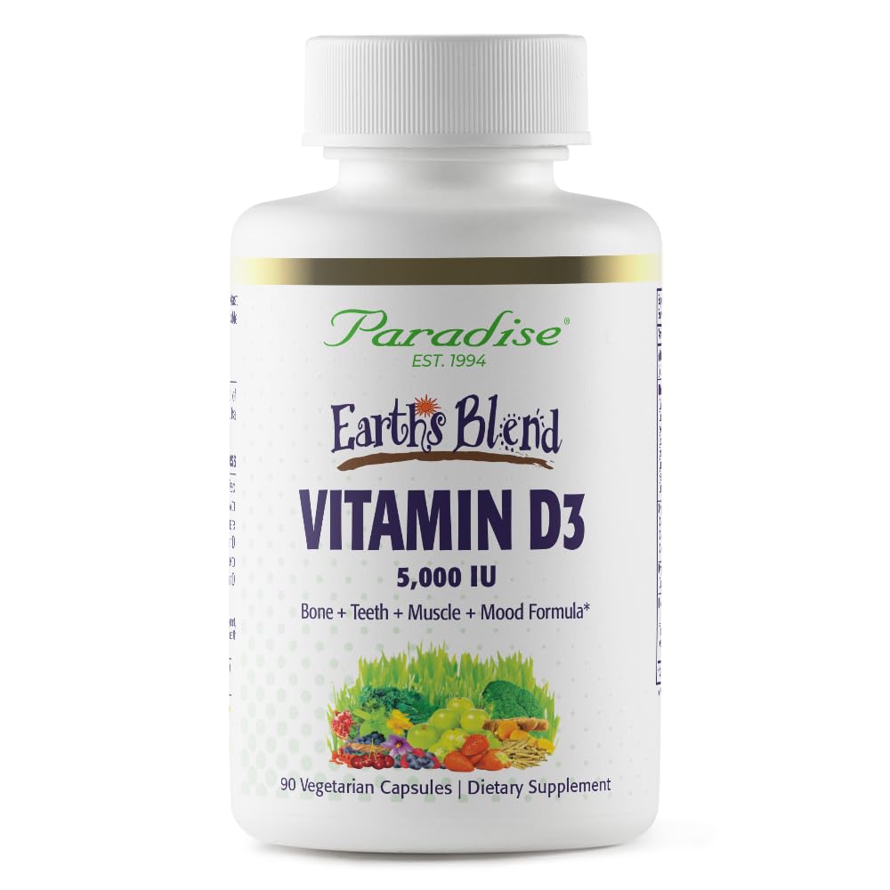 Paradise Urter Jordens Blend Vitamin D3, Superfood Base af Probiotika og Økologisk Alkaliserende Grønne, Veggies & Berries, 90 Vegetariske Kapsler