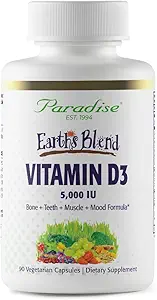 Paradise Urter Jordens Blend Vitamin D3, Superfood Base af Probiotika og Økologisk Alkaliserende Grønne, Veggies & Berries, 90 Vegetariske Kapsler