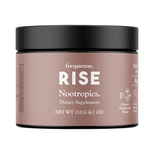 FREQUENSE - Rise Nootrop Tub - Mango Lemonade Flavor - Understøtter Brain Performance & Clarity - med svampe, B Vitamin & Grøn Kaffe - 132g