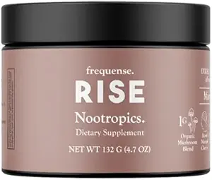 FREQUENSE - Rise Nootrop Tub - Mango Lemonade Flavor - Understøtter Brain Performance & Clarity - med svampe, B Vitamin & Grøn Kaffe - 132g
