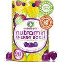 NUTRAMIN Energy Boost Vitamin Gummy - Skip the coffee & Boost din energi, Caffe- Free, Sugar- Free, Vegan, B12, Green Tea, Ashwagandha, Garcinia Cambogia, Raspberry Adaptogen - 90 ct