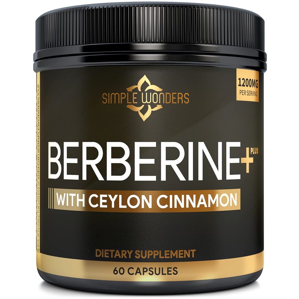 Berberine 1200mg HCL Plus Ceylon Cinnamon Capsules - Metabolic & Immunsupport Berberine Supplement, AMPK Metabolic Activator Complex, Cardiovaskulær Support - Berberine HCL 1200 mg Capsules