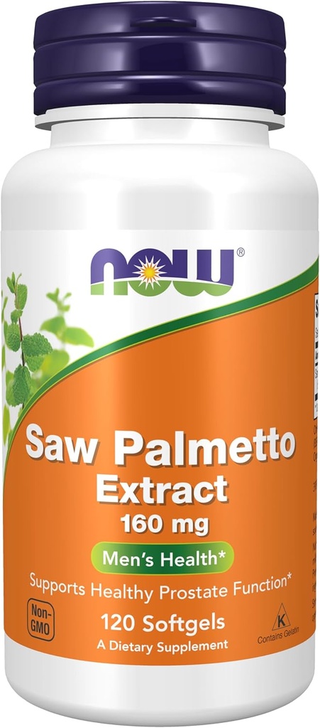 Now Foods Supplements, Saw Palmetto Extract (Serenoa repens) 160 mg, Men 's Health *, 120 Softgels