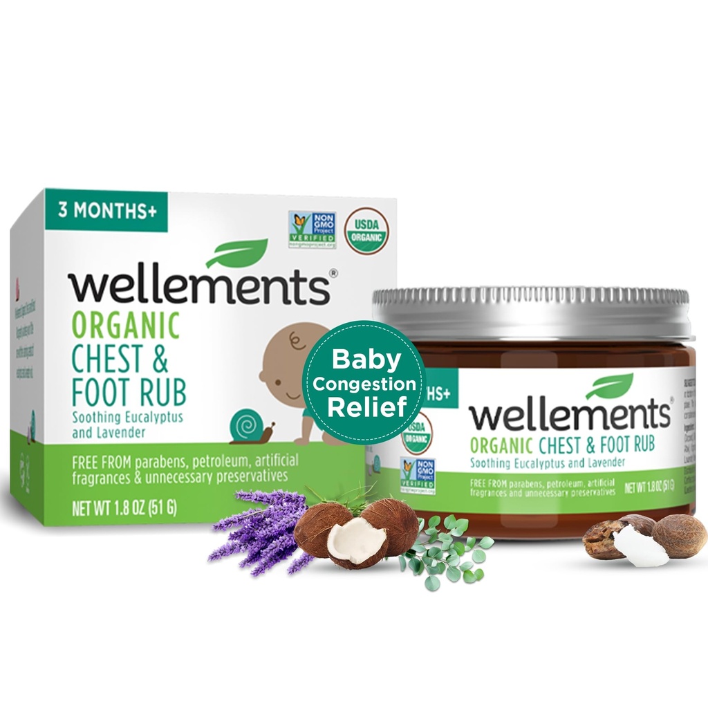 Wellows Organic Baby Chest & Foot Rub til 3 Måneder + (1.8 Fl Oz)