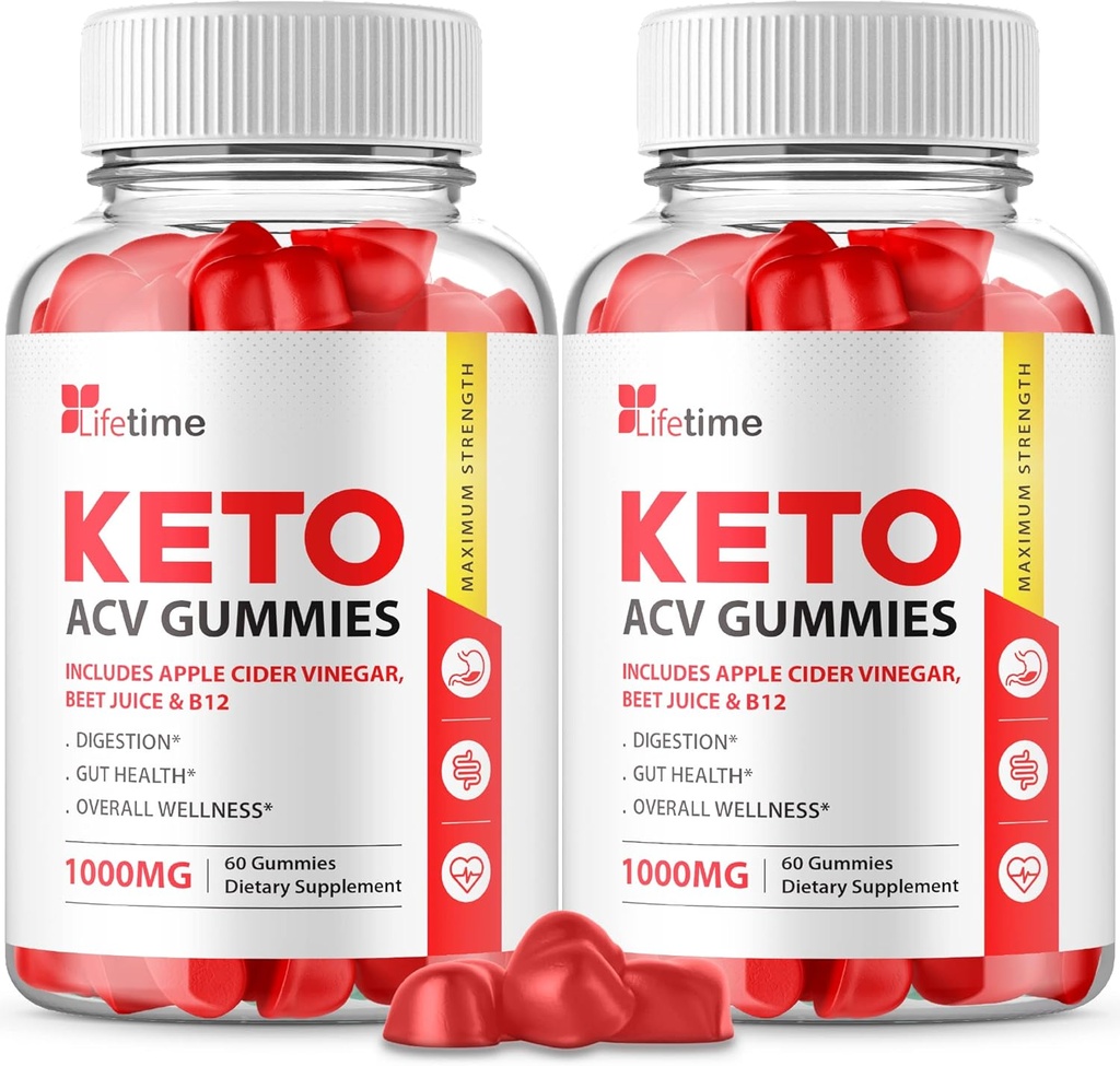 (2 Pack) Lifetime Keto Plus ACV Gummies - Official Formel, Vegan, Non GMO - Lifetime Keto acc Gummies, Life Time Keto Gummies med Apple Cider Vinciture, Vitamin B12, Pomegranat Juice (120 Gummies)