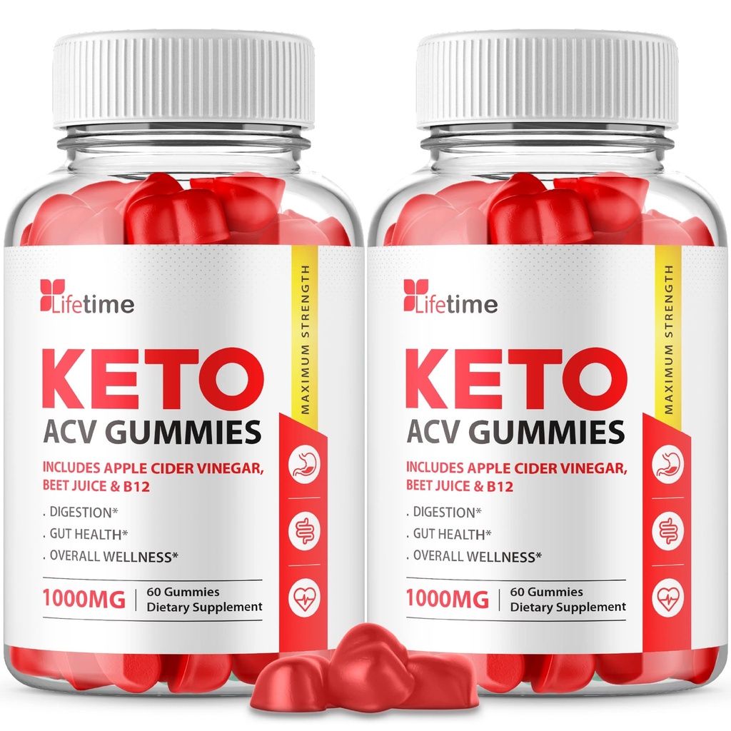 (2 Pack) Lifetime Keto Plus ACV Gummies - Official Formel, Vegan, Non GMO - Lifetime Keto acc Gummies, Life Time Keto Gummies med Apple Cider Vinciture, Vitamin B12, Pomegranat Juice (120 Gummies)