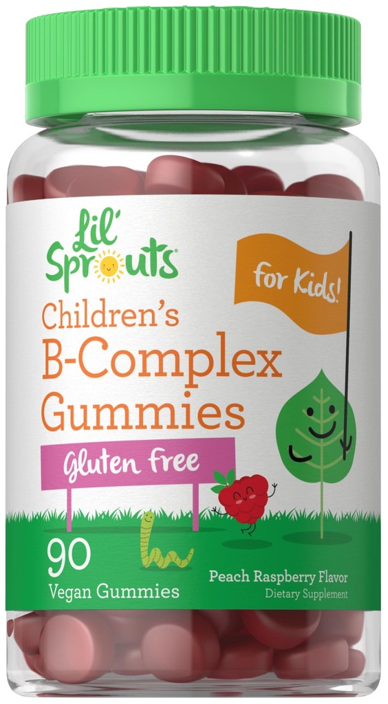 Carlyle Kids B Complex Gummies Б124; 90 Greve Б124; Peach Raspberry Flavor Б124; Non- GMO, Gluten Free & Vegan Supplement- 124; Lil 'Spruds