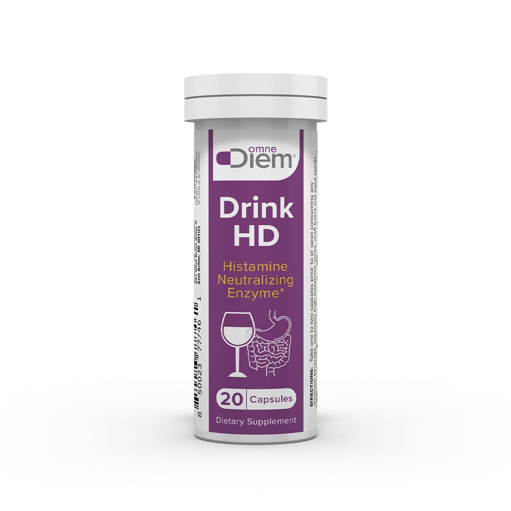 OmneDiem Drink HD Kosttilskud: Natural Histamin Neutralizing & Digesting Enzyme - Diaminoxidase DAO, 20 kapsler