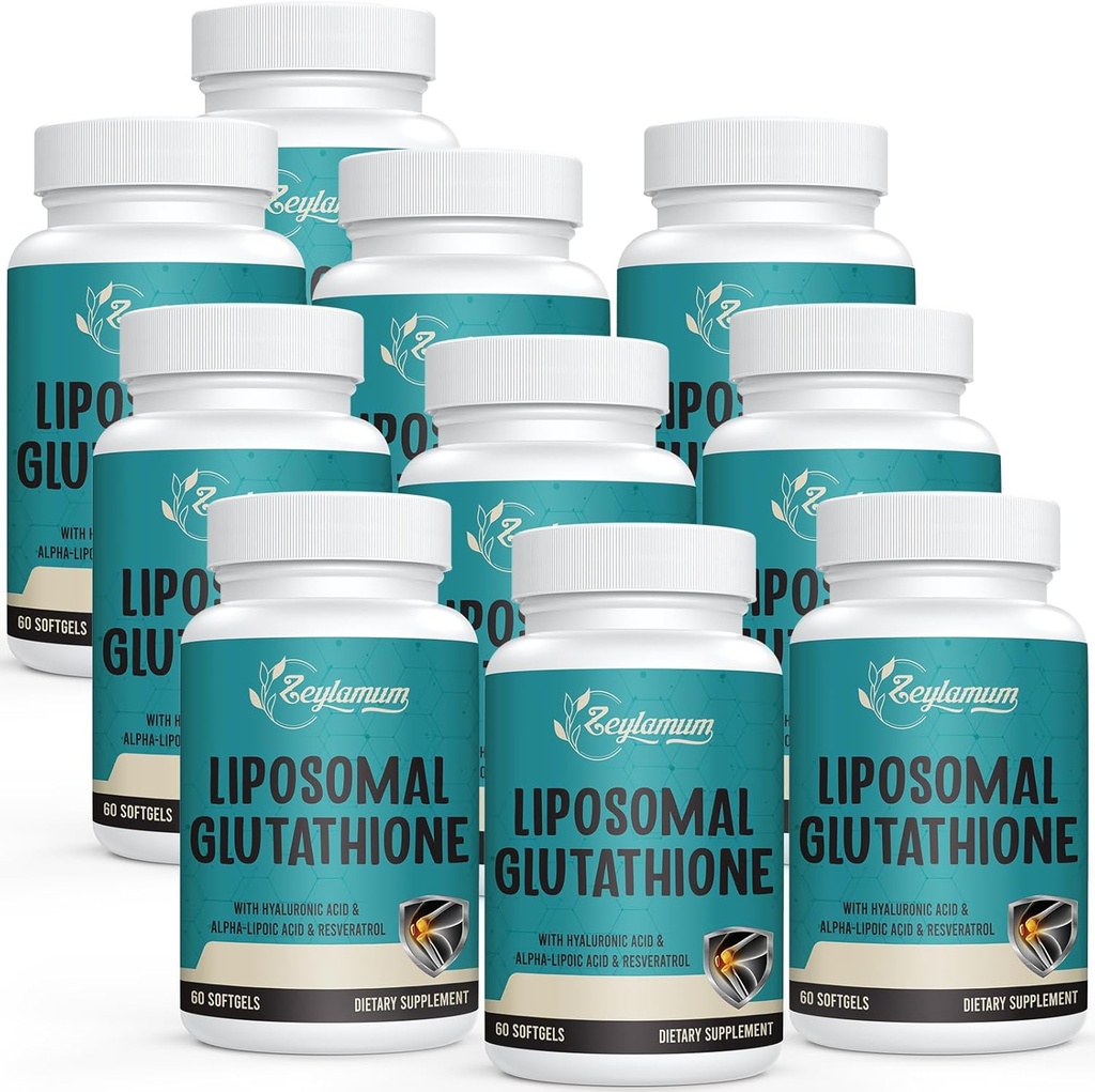 2400 MG Liposomal Glutathione Softels, Max Absorption, Active Form L- Glutathione Reduceret (GSH), med Hyaluronsyre, Resveratrol, Master Antioxidants for Detox, Brain, Immunsystem, 600 Softells