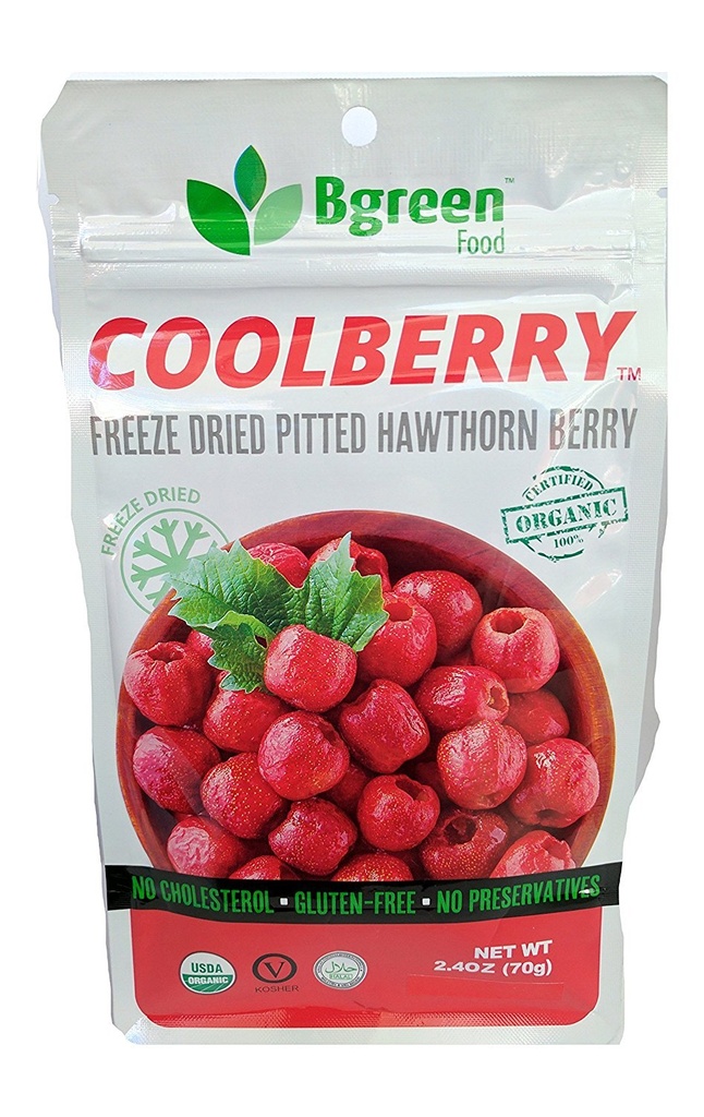 Bred- Organic Freeze Tørret Hawthorn Berry, USDA Organic, Tea Infusion, Smoothie, Superfood