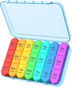 Daviky Pill Organizer Rejser, Ugentlig Pill Organizer 3 gange om dagen, Pill Box 7 dag, Pill Cases Organizer 7 dag, Daily Pill Box Organizer, Medicin Organizer til at holde vitaminer og medicin (blå)