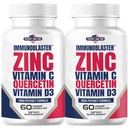 (2 Pack) ImmunoBlaster Zink Quercetin 500mg med D-vitamin og C Antioxidant Immunsupport High Potency Quercetin Zink Supplement til mænd og kvinder - Gluten, Soy, & Dairy Free - 120 Greve (Twin Pack)