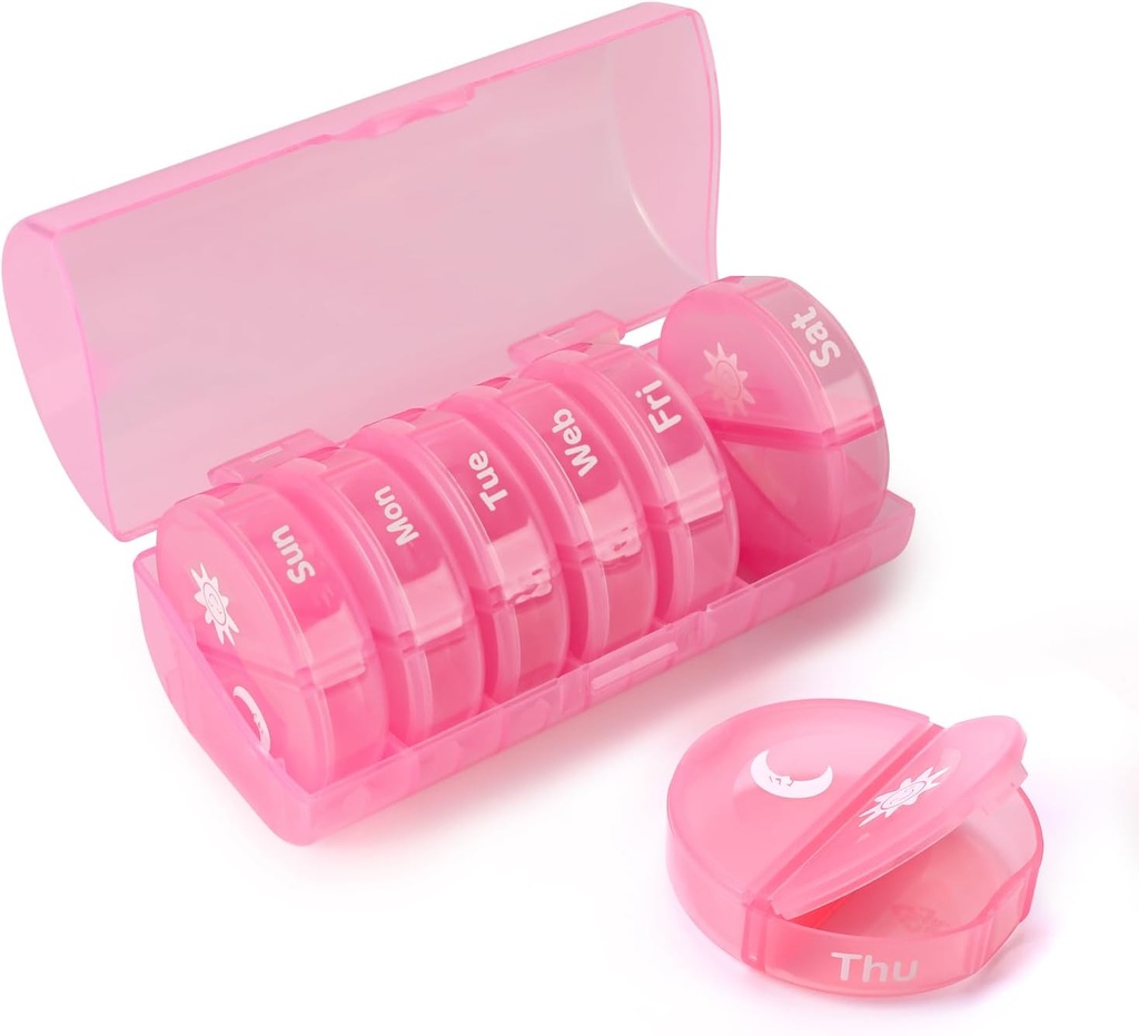 Ugentlig Pill Organizer 2 gange om dagen, Rejser Pill Box 7 dag, AM PM to gange om dagen Pill Case, Bærbare daglige Vitamin Organizer til Medicin, Vitamin, Fiskeolie, Kosttilskud