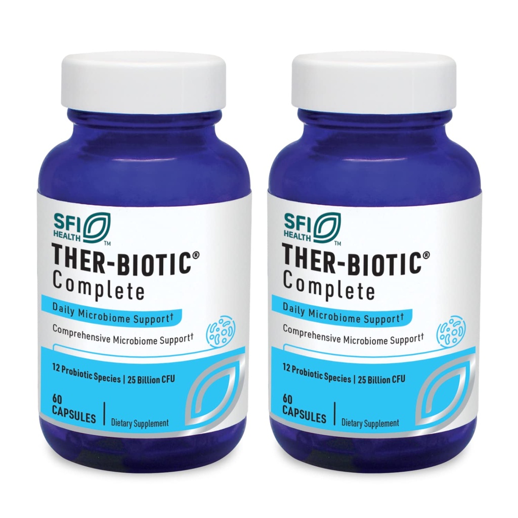 Klaire Labs SFI Health Ther- Biotic Complete - Hypoallergen Probiotika til kvinder og mænd - Acid - Stabil Probiotisk supplement - 12 Arter for immun- og fordøjelsessygdomme - 25 milliarder CFU (2 Pack)