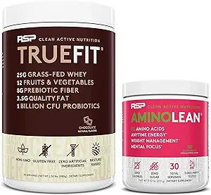 RSP NUTRITION TrueFit Protein Powder (Chocolate 2 LB) med AminoLean Pre Workout Energy (Watermelon 30 Servere)