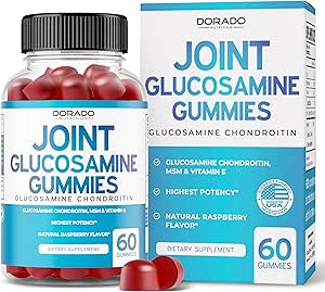 Glucosamin Chondroitin Gummies Joint Supplement - Glucosamin Gummies for voksne kosttilskud - Fælles Kosttilskud til mænd og kvinder - Lækker Raspberry Flavor - (60 Greve)