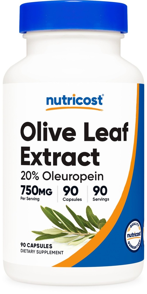 Nutricost Olive Leaf Extract (20% Oleuropein) 750 MG, 90 Kapsler - Non- GMO, Gluten Free