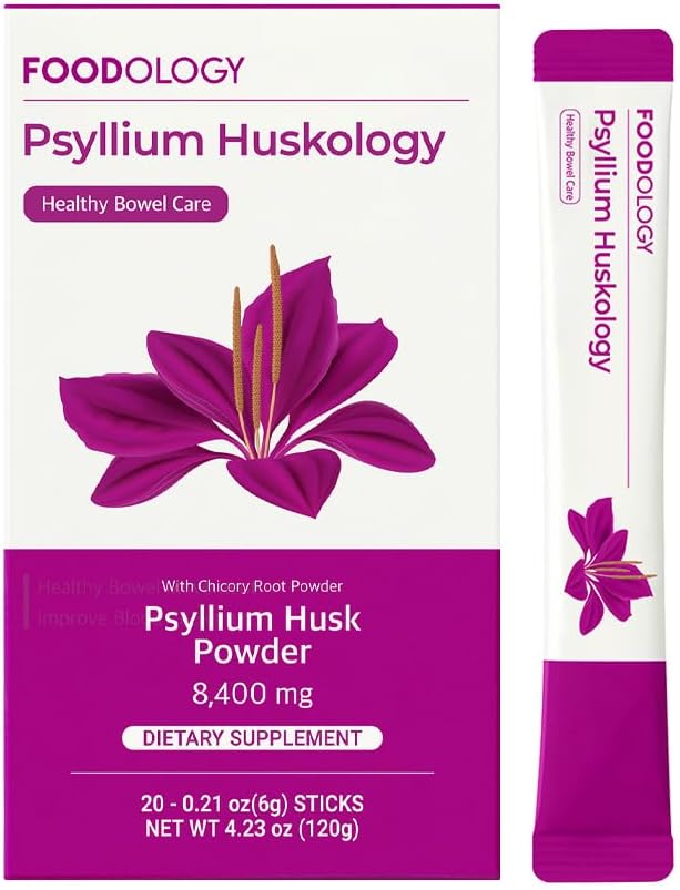 LEVNEDSMIDLER Psyllium Huskologi (20 sticks, 10 dage) - Herbal Psyllium Husk supplement til Forstoppelse Relief, Gut Health. Plantbaseret kostfibre, maksimal styrke 7,200mg.
