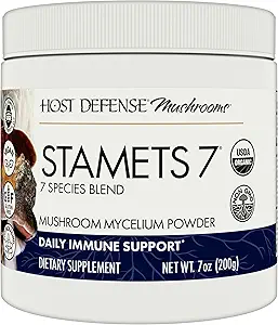 Host Defense Stamets 7 Mushroom Powder - 7 Species Blend - Mushroom Supplement for Immune Support with Royal Sun Blazei, Cordyceps, Reishi, Maitake, Lion's Mane, Chaga & Mesima - 7 oz (133 Servings)*