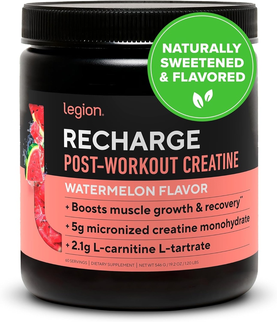 LEGION atletik genoptræning indlæg supplement - alle naturlige muskel builder & inddrivelse drik med Creatinine monohydrat. Naturligt sødet & smag, sikker og sund (Watermelon, 60 Servere)