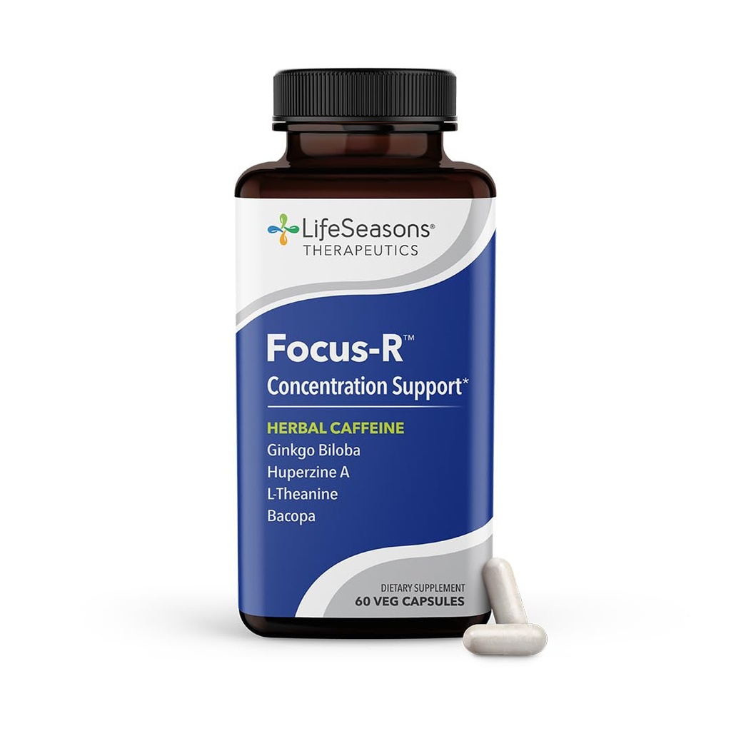 LifeSeasons Focus-R Concentration Support – Memory, Focus & Mental Clarity Supplement with Bacopa, Rhodiola, L-Tyrosine & B Vitamins – Cognitive Performance & Brain Energy – 60 Veg Capsules