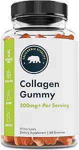 Collagen Gummy 200mg+ with Vitamin C, Vitamin E, Biotin, and Zinc – Overall Support – Gluten-Free, Non-GMO, Dairy-Free – 60 Gummies – 30 Day Supply - Made in The USA