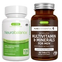 Neurobalance + Multivitamin & Mineraler til mænd Vegansk Bundle, Høj Absorption Zink, Magnesium & B6 supplement + Vedvarende udløsning Multivitamin af Igennus