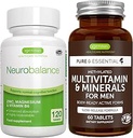 Neurobalance + Multivitamin & Mineraler til mænd Vegansk Bundle, Høj Absorption Zink, Magnesium & B6 supplement + Vedvarende udløsning Multivitamin af Igennus