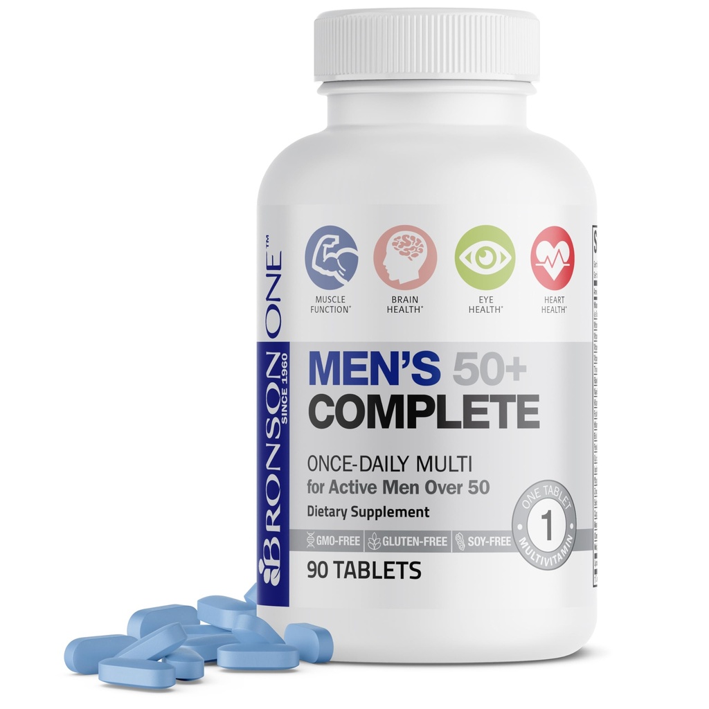 Bronson ONE Daily Herre 50 + Komplet Multivitamin Multimineral, 90 tabletter