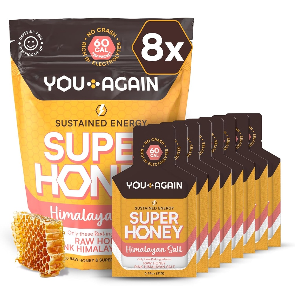Du igen Super Honey Clean Energy Gel, Honey & Himalayan Salt Meet 124; Electrolyte Replenison Running Fuel Meet 124; Endurance Workouts & Cykling Gel Meet 124; Paleo & Carnivore Snack Meet 124; Gluten- Free Meet 124; USA Made Meet 124; 8- Pack