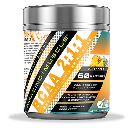 Amazing Muscle BCAA 2: 1: 1 Forgrenet kæde Aminosyrer Supplement XX 124; 6000 Mg Per Serving