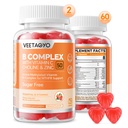 B Complex 50 Gummies, Metyleret B Complex med C-vitamin, Cholin & Zink - Active Metyleret B- Complex for Energy, Metyleret Support - Alle B Vitaminer - B1, B2, B3, B5, B6, B7, B9, B12 - Sukker fri, 120 Tæl