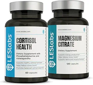 LES Labs Cortisol Health and Rest Bundle - Cortisol Manager & Magnesium Duo til afslapning og afslapning af søvn