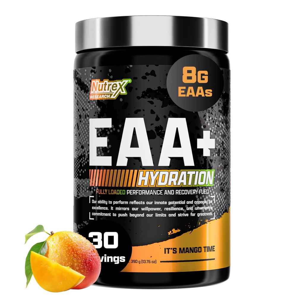 Nutrex Research EAA Hydration Mea124; EAA + BCAA Powder Measurement, Strength, Muscle Building, Endurance Measures 124; 8G Essential Aminosyrer + Elektrolytes Measurement 124; 30 Servering Det er Mango Time