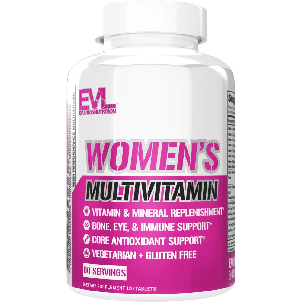 Evolution Nutrition Women 's Multivitamin - Full Spectrum Vitaminer & Mineraler, Immunsundhed, C & D-vitamin, Jern, Zink, Antioxidanter & Bioflavonoider, Hud, hår, ben, øje sundhed, 120 tabletter, 60 dage