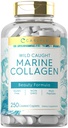 Carlyle Marine Collagen til hår hud og negle; 250 Caplets-124; Peptider til kvinder og mænd; Type I med Calciumstearat 124; Non- GMO & Gluten Free
