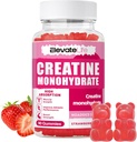 ElevateLife Creatine Monohydrat Gummies 5000mg for mænd og kvinder, Chewables Createine Monohydrat for muskel styrke, muskel builder, energi Boost, præ-workout supplement (90 Greve) -Jordbær