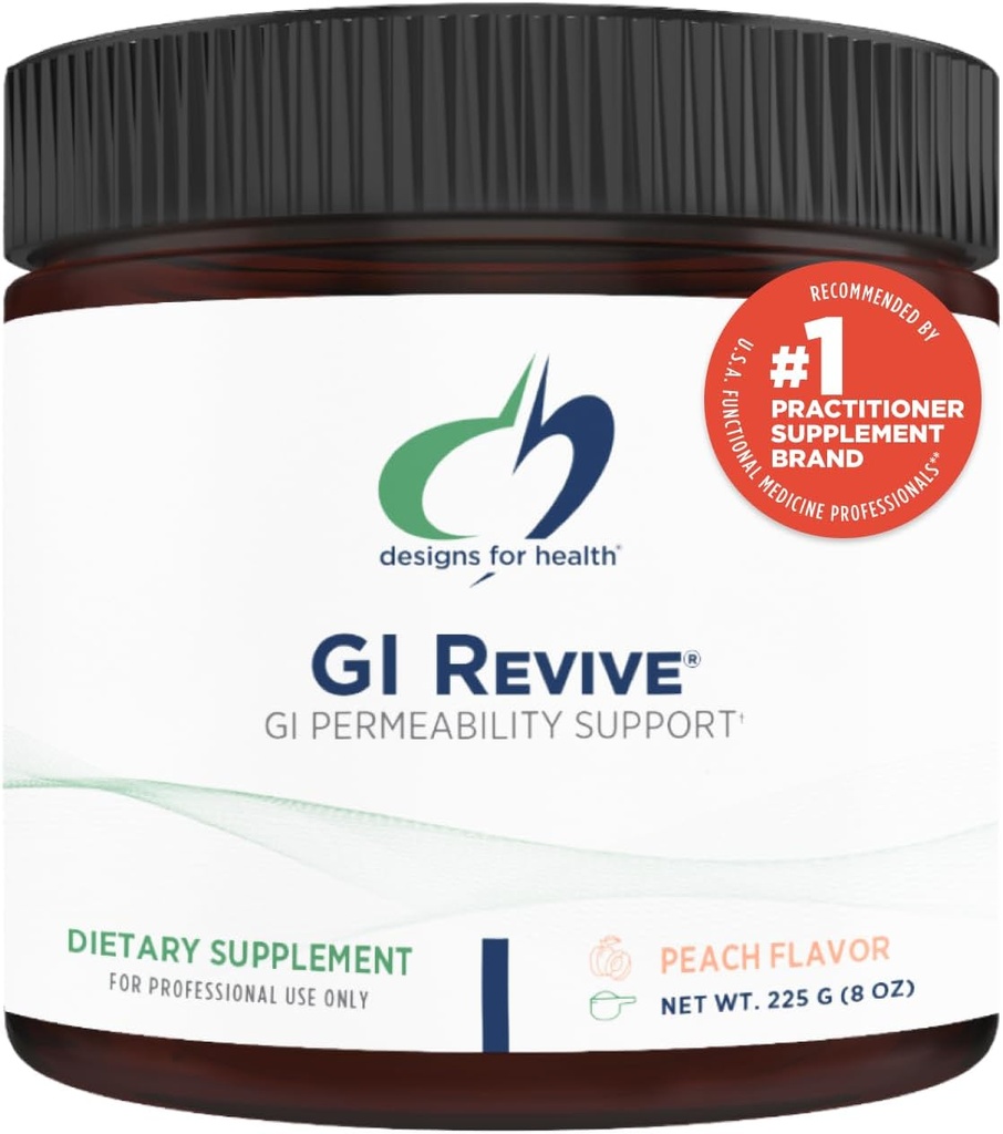 Design for Health GI Revive Gut Health Powder - L Glutamin & Citrus Pectin til fordøjelsessygdomme + Slippery Elm, Marshmallow Root & Cat 's Claw for Sund Intestinal Funktion (28 Servere)