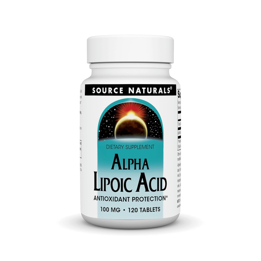 Source Naturals Alpha Lipoic Acid Understøtter sund sukkermetabolisme, leverfunktion og energigenerering * - 100 mg - 120 tabletter