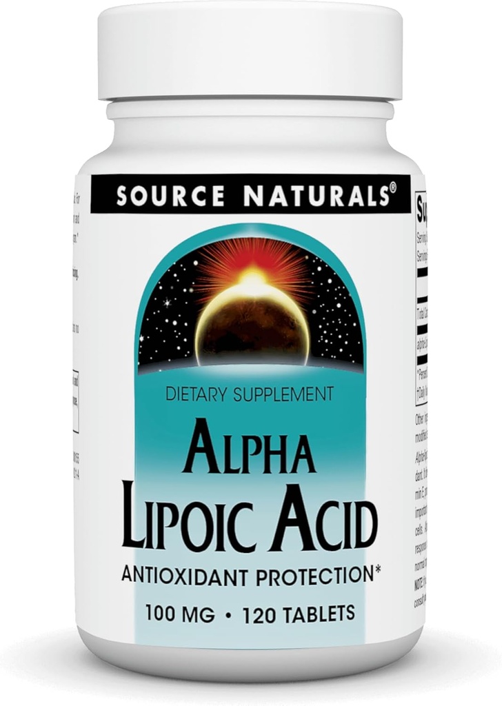 Source Naturals Alpha Lipoic Acid Understøtter sund sukkermetabolisme, leverfunktion og energigenerering * - 100 mg - 120 tabletter