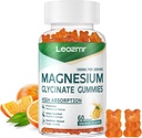 Magnesium Glycinat Gummies 1000mg - Sugar Free Magnesium Kalium Supplement med D-vitamin, B6, CoQ10 for Calm Mood & Sleep Support - 60 Orange Gummies