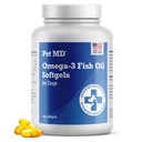 Pet MD - Omega 3 Fish Oil Supplement til hunde - Hud og Coat Support til hunde - 180 Softgels