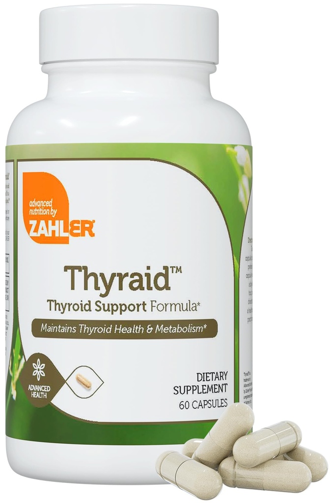 Zahler Thyraid - Thyroid Support Complex med jod, zink, L- Tyrosine, Ashwagandha, Forskholii - Pure Thyroid Support til kvinder og mænd - Kosher Gluten Free Non- GMO Thyroid Supplement (60 kapsler)